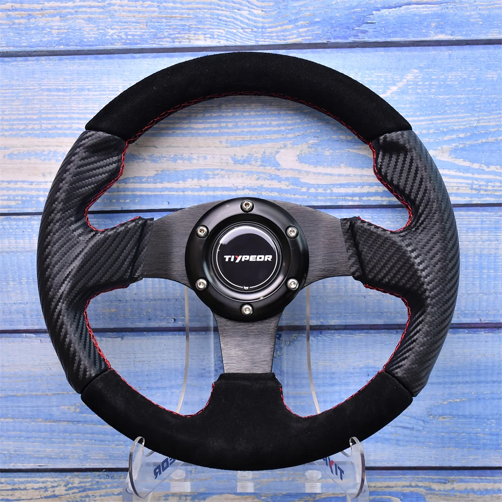 11inch TIYPEOR 280mm/265mm/270mm Small Drift Steering Wheel Suede Leather  Sports Modified Steering Wheel With 5mm Bracket