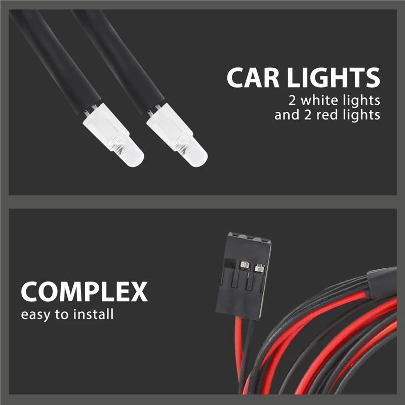 YSUN-4 LED Light Kit 2 White 2 Red 3Mm Headlights For 1/24 RC Crawler Car Axial SCX24 90081 AXI00002 Upgrade Parts