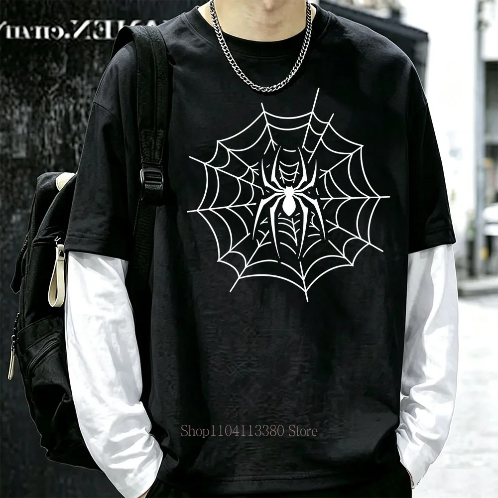 Herren Spider Y2K Print Grafik Fake Two Langarm-T-Shirts Mode Gothic Retro Lässig Locker Fake Two Langarm-T-Shirt – Detail 2