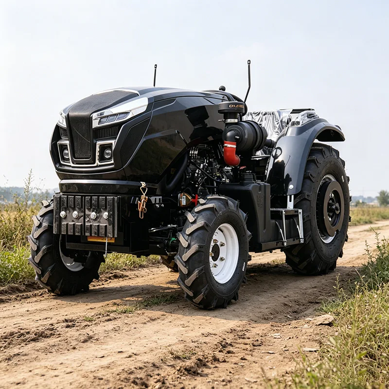 Customized Reinforced four-wheel rotary tiller, agricultural multifunctional mini tiller, 50 HP wheeled tractor