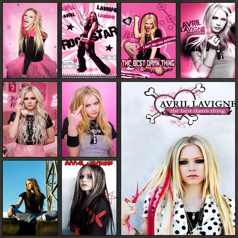 Singer Avril Lavigne Pop Punk Poster Peel And Stick Wall Art PP Waterproof HD Bedroom Living Room Home Decor Gift