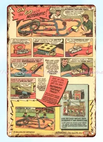 1966 Car Racing Toys Ideal Motorific Torture Track metal tin sign internal house