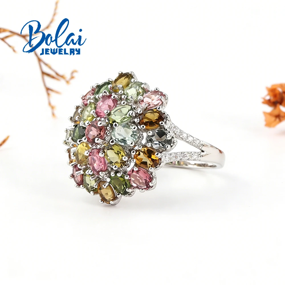 Light Luxury 925 Sterling Silver Women's Ring Natural Tourmaline October Birthstone Fine Jewelry for Anniversary Festival Gift - view 3