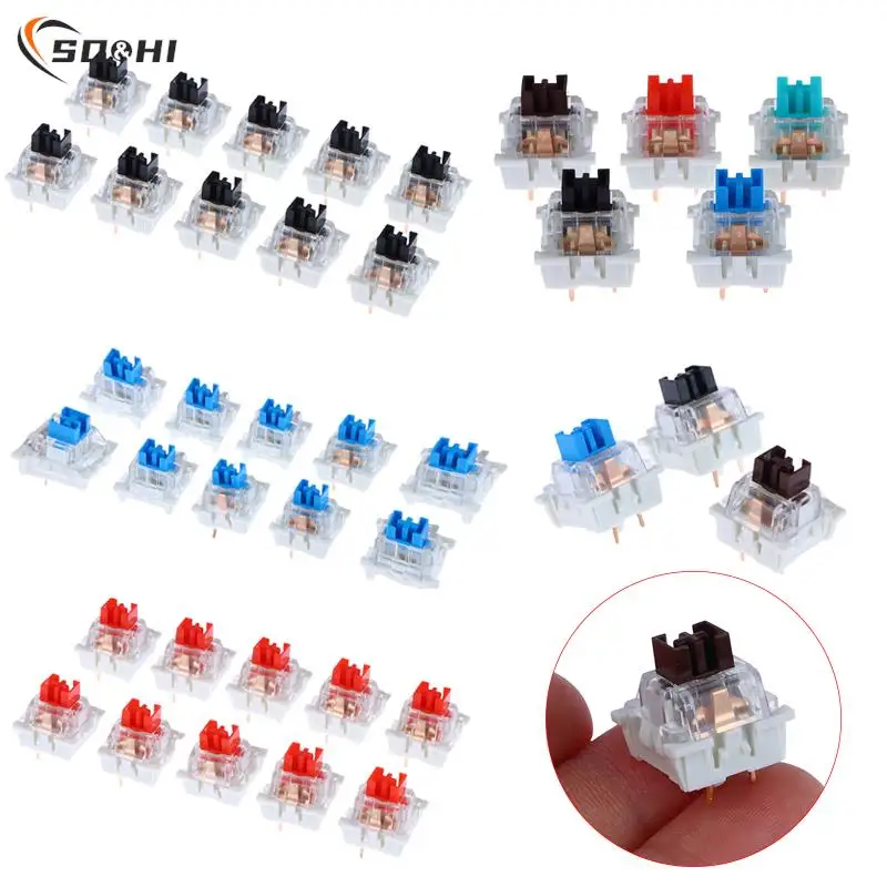 Dustproof Outemu Switch para gamer mecânico, teclado, eixo, preto, café, vermelho, linear, Clicky, tátil, MX, jogo, 10pcs