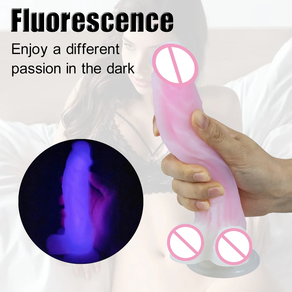 7.48 Inch Realistic Luminous Soft Dildo With Powerful Suction Cup Skin Feeling Double Layer Silicone Dildos For Women Adult Sex