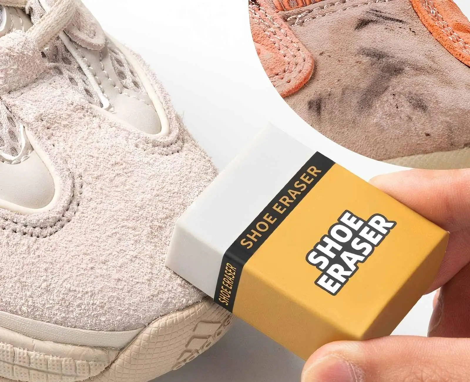 Shoe Care Cleaning Eraser, Portable Sneaker Eraser Wash Free Shoe Stain Cleaner, Rubber Block Shoe Brush Stain Remover Eraser