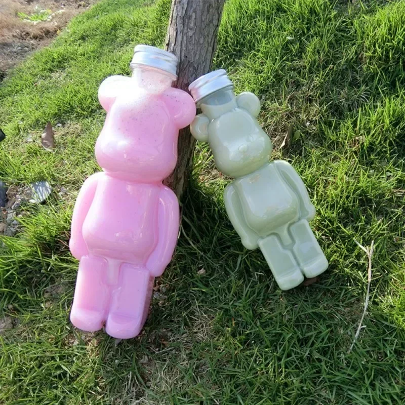 Cartoon Milk Tea Bottle Bear Shaped Transparent Thickened Juice Bottle Creative Tea Milk Cup Water Bottle Cute Water Bottle