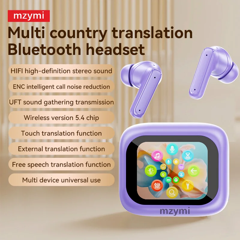 Беспроводные наушники mzyni E18 Pro ANC с перекладанием Bluetooth5.4, наушники с полным сенсорным экраном, ENC, спортивная гарнитура с