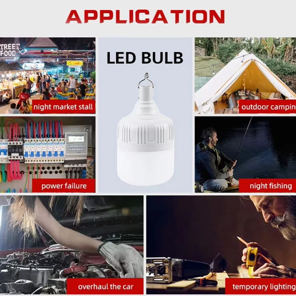 Bombilla Led con puerto de carga Usb, lámpara portátil práctica para el hogar, fiesta al aire libre, Camping, mercado, corte de energía de emergencia, 1 unidad