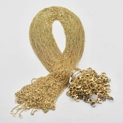 Venta al por mayor, collar de acero inoxidable de 1,6mm, cuerda de 45cm, collares de acero inoxidable de Color dorado, cadenas de eslabones cubanos, joyería para mujer