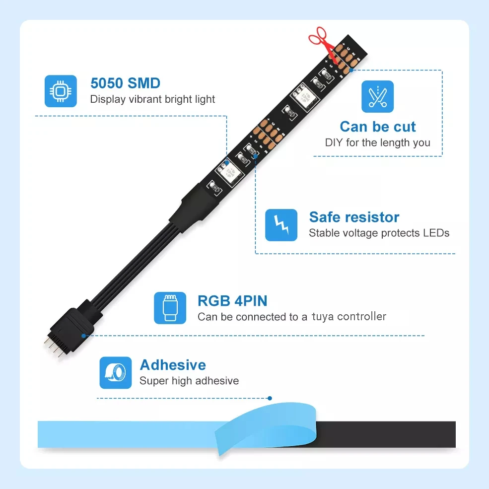 Zigbee USB Led Strip Light RGB Led Lights Tuya Wifi Smart  TV Backlight Tape For Room Works with  Hub/Alexa /Google /Smartthings