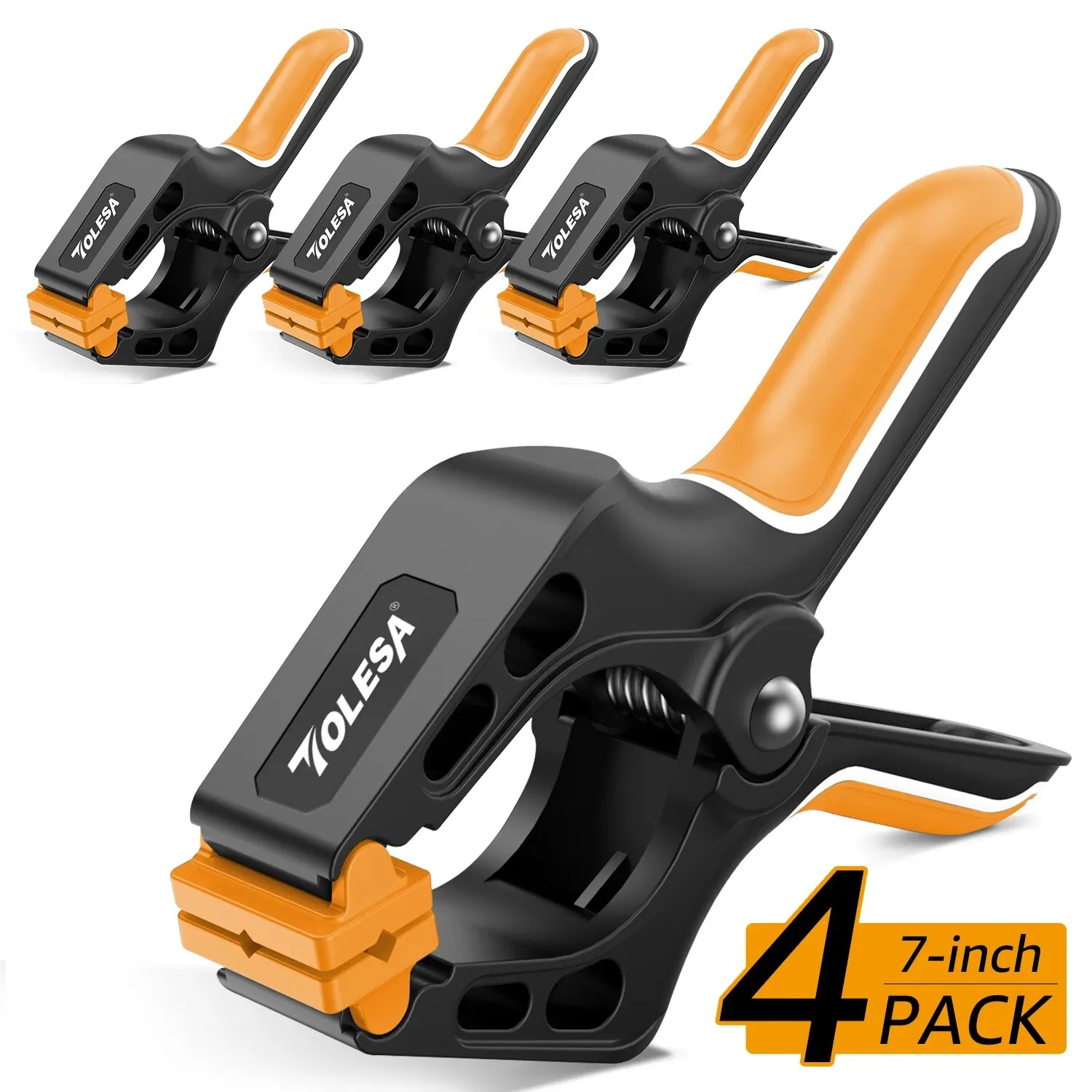 TOLESA 7" Zaciski sprężynowe Heavy Duty 4PCS Duże plastikowe zaciski do rzemiosła z 3" szczękami do samodzielnego klejenia, mocowania i zabezpieczania