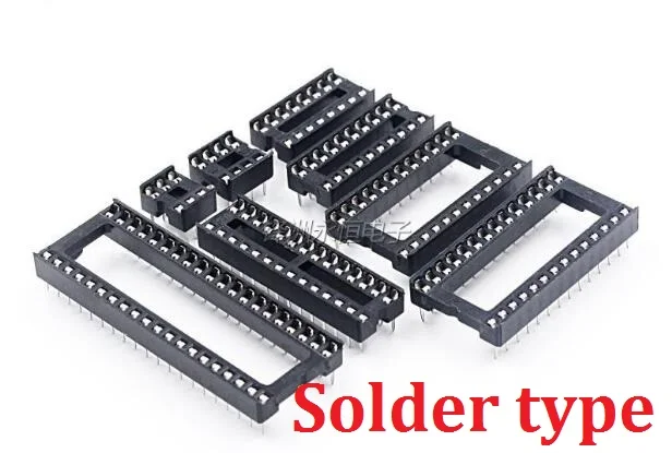 10PCS 8pin/14Pin/16pin/18pin/20pin/24pin/28pin/32pin/40pin Adaptor Solder type/round 8P 2.54mm Ic Socket 8 PIN Dip Ic Sockets