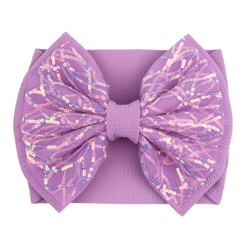 

Bling 7“ Big Bow Baby Headwrap Protect Ears Waffle Headband For Girls Children Featival Party DIY Hair Accessories Gift