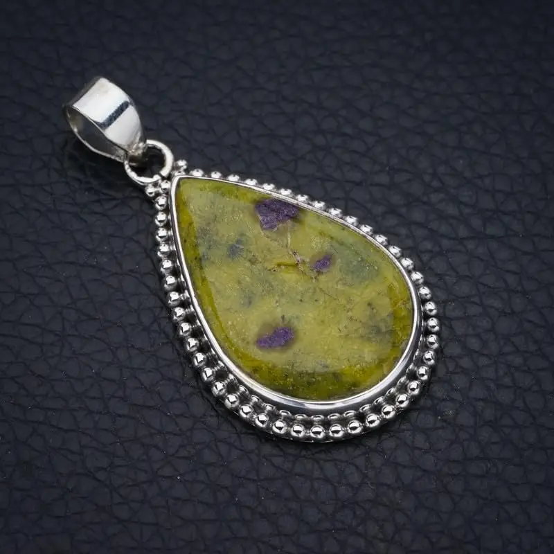 

Hesy® Natural Yellow Jasper Handmade 925 Sterling Silver Pendant 1.75" F4356