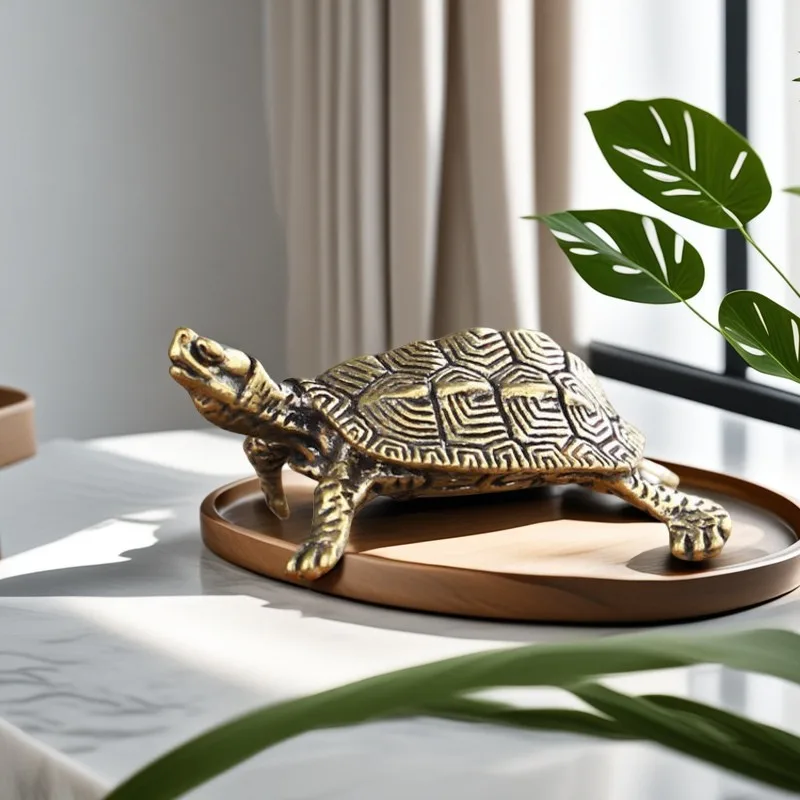 Pure Brass Copper Turtle Desktop Ornament Brass Decoration Cultural Craft m329