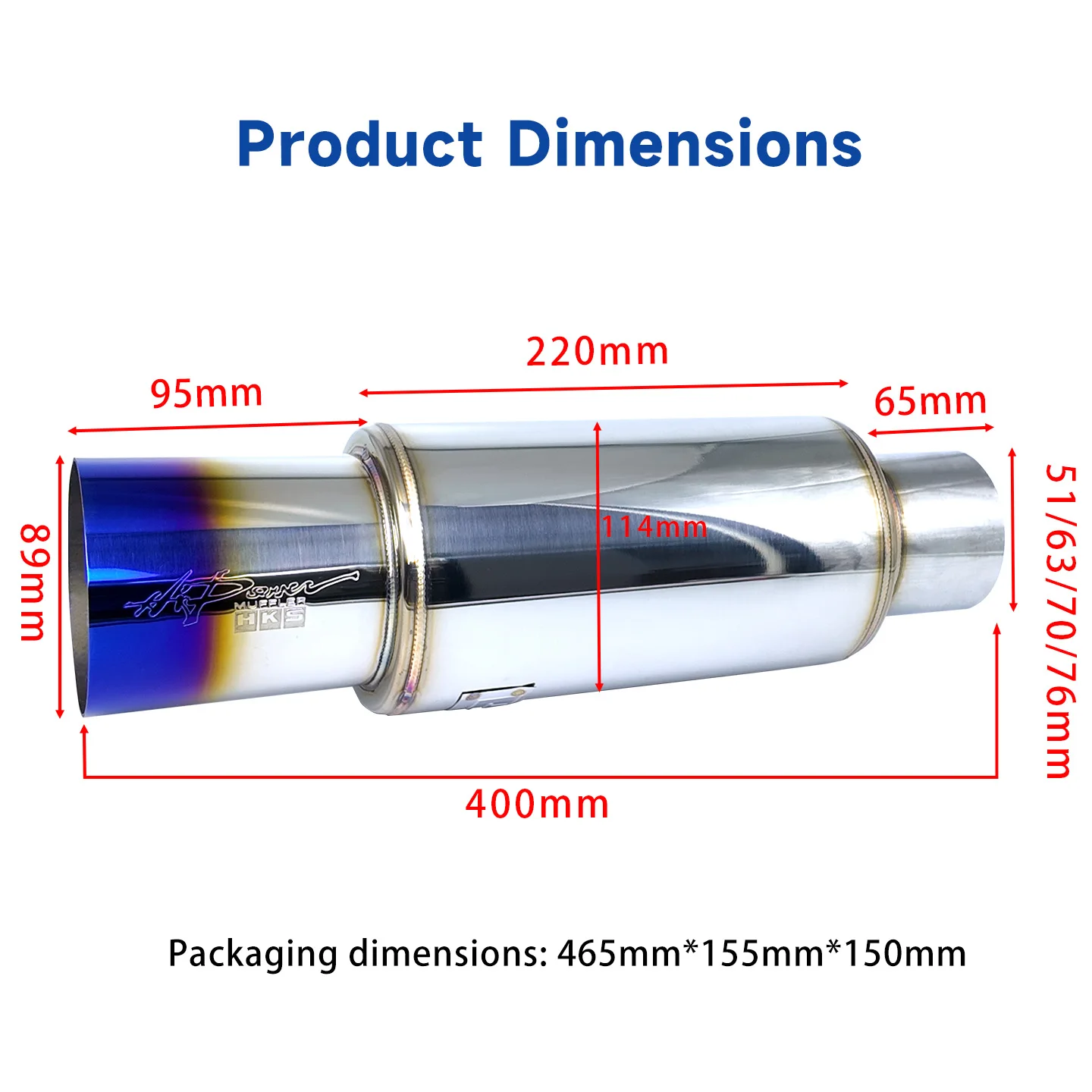 HKS Style Rear Exhaust Silencer JDM Angled-Out Direct-Flow Sporty Sound Japanese Racing Car Modification