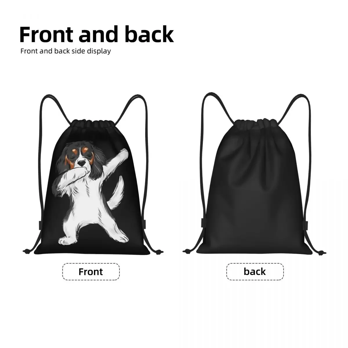 Dabbing Cavalier King Spaniel Dab Dance Drawstring Bags for Training Yoga Backpacks Women Men Dog Sports Gym Sackpack