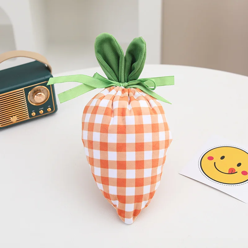 Creative Carrot Drawstring Gift Bags – Velvet Party Pouches with Bunny Ears for Easter,10Pcs Easter Egg Bunny Carrot Bags