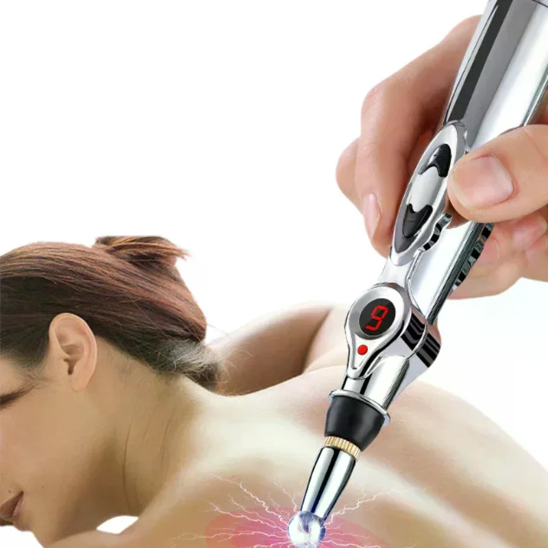 

Электрическая массажная ручка, регулируемая для массажа спины и рук, расслабляющая мышцы, серебристая на батарейках