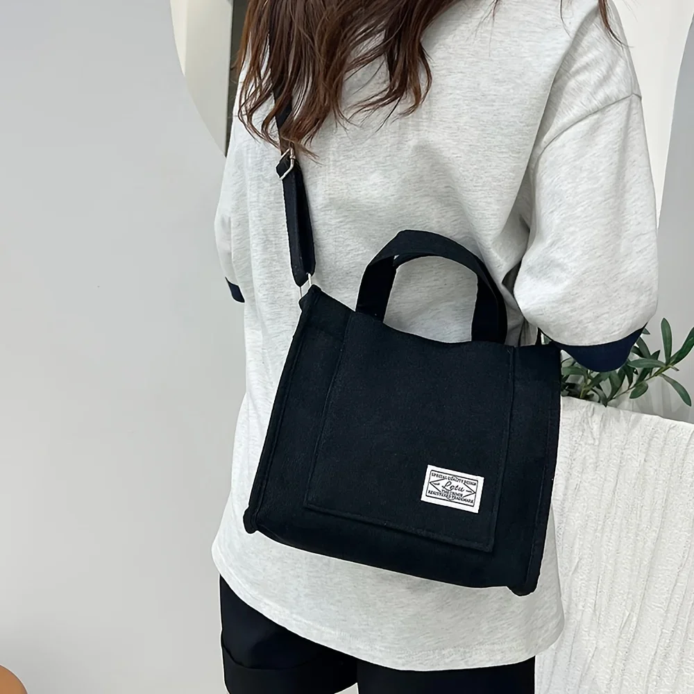 Vintage Corduroy Tote Bag, Retro Crossbody Messenger Bag, Casual Handbag Shoulder Purse for Women Bags Multiple Colors Available