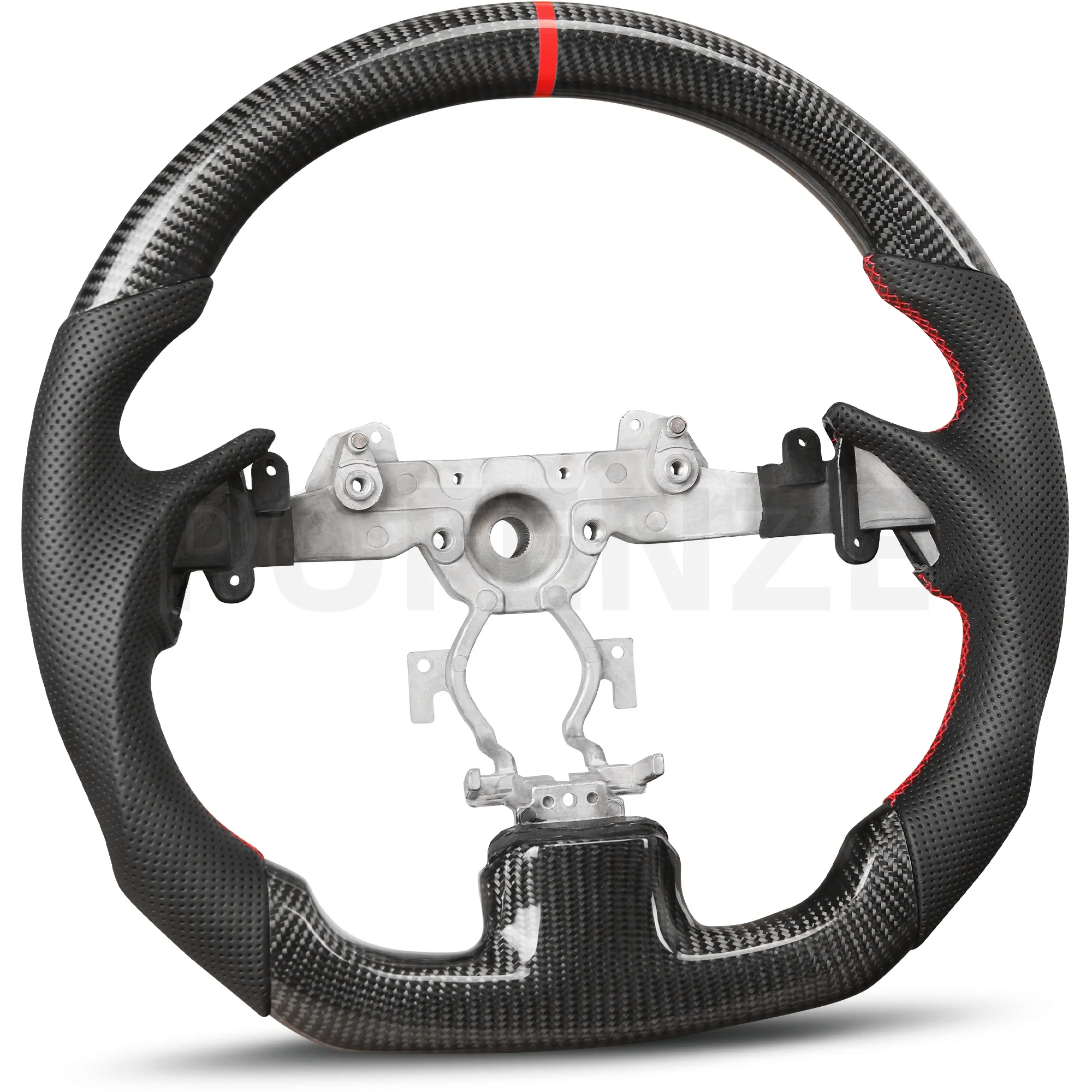 Infiniti G37 G37X 2007-2013, Steering Wheel D-shaped Flat-bottom Nappa Perforated Leather Grip Carbon Fiber Steering Wheel