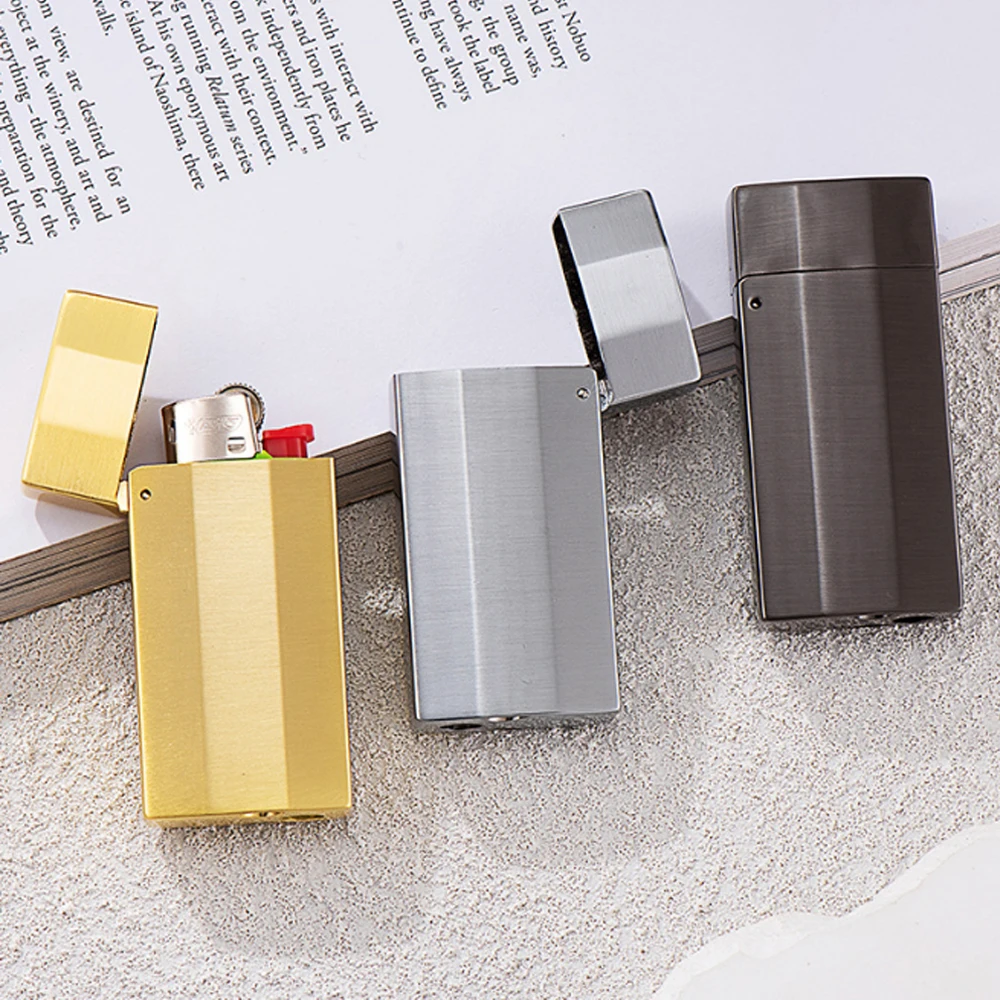 Zinc Alloy Lighter Case For Bic J5 Mini Lighter Vintage Lighter Holder Creative Flip Cover Protective Shell view 6
