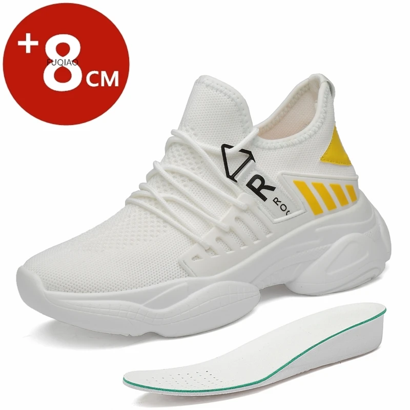

Men's 8cm Mesh Concealed Height Increasing Shoes Casual Soft Tread Sports Elevator Shoes Comfortable Anti Slip Leisure Shoes