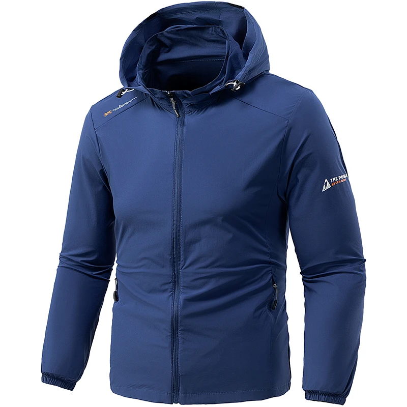 Men Skin Coats Waterproof Thin Loose Jackets Men Summer Lightweight Tactical Jacket Men Breathable Sunscreen Thin Hoodie Coat