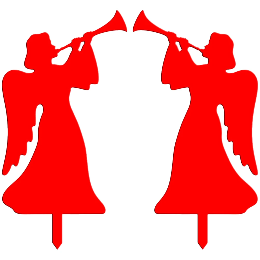 

2Pcs Angel Sign Garden Inserted Decor Bright Color Easy Use Creative Xmas Yard Adornment Angel Sign Lawn Ornament