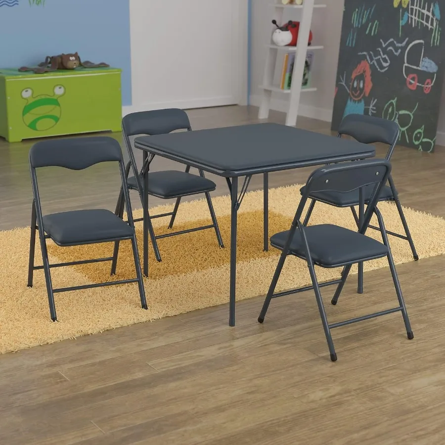 Flash Furniture Mindy Navy 5-teiliges Klapptisch- und Stuhlset für den Innen- und Außenbereich in Spielzimmer, Klassenzimmer und Esszimmer zu Hause S
