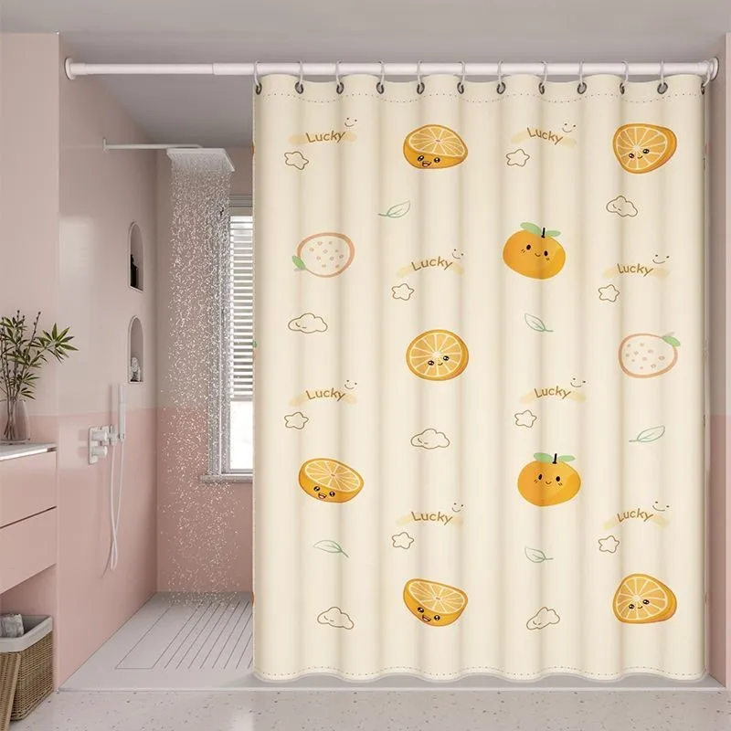 Bathroom Curtain Waterproof Cloth Mold Proof Non Perforated Toilet Shading Curtain Shower Partition Curtain Without Pole ZI725
