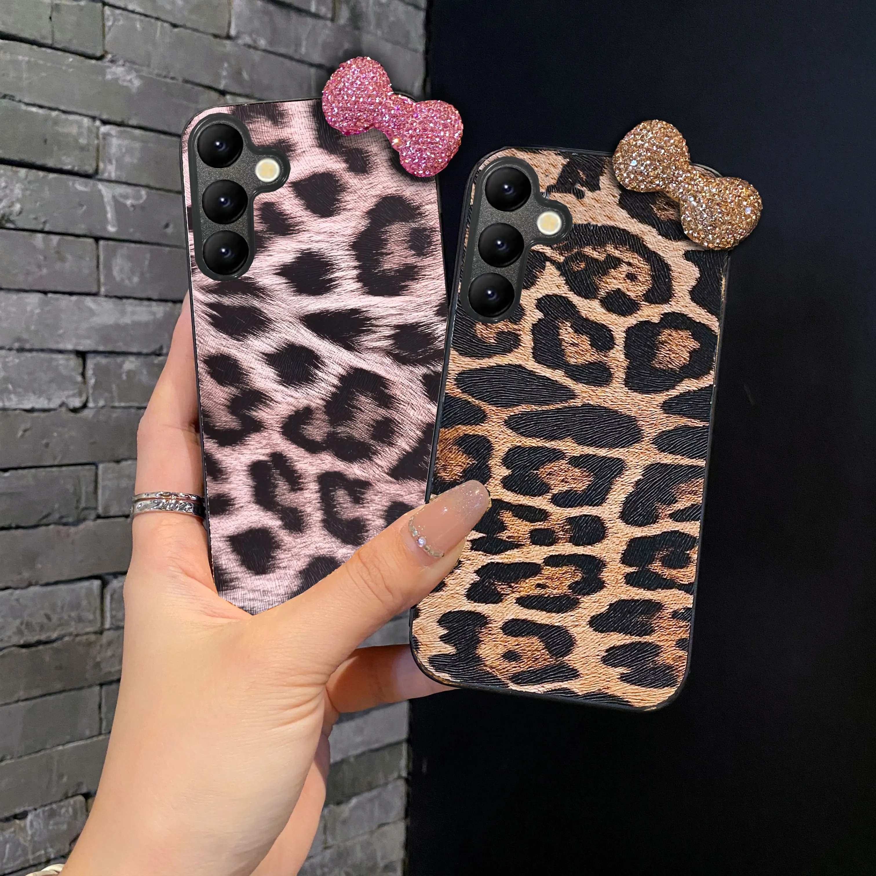 Luxus Leopard Leder 3D Diamant Bowknot Bling Telefon Fall für Samsung Galaxy S26 S25 S22 + Plus S25 Rand S23 Ultra FE Abdeckung
