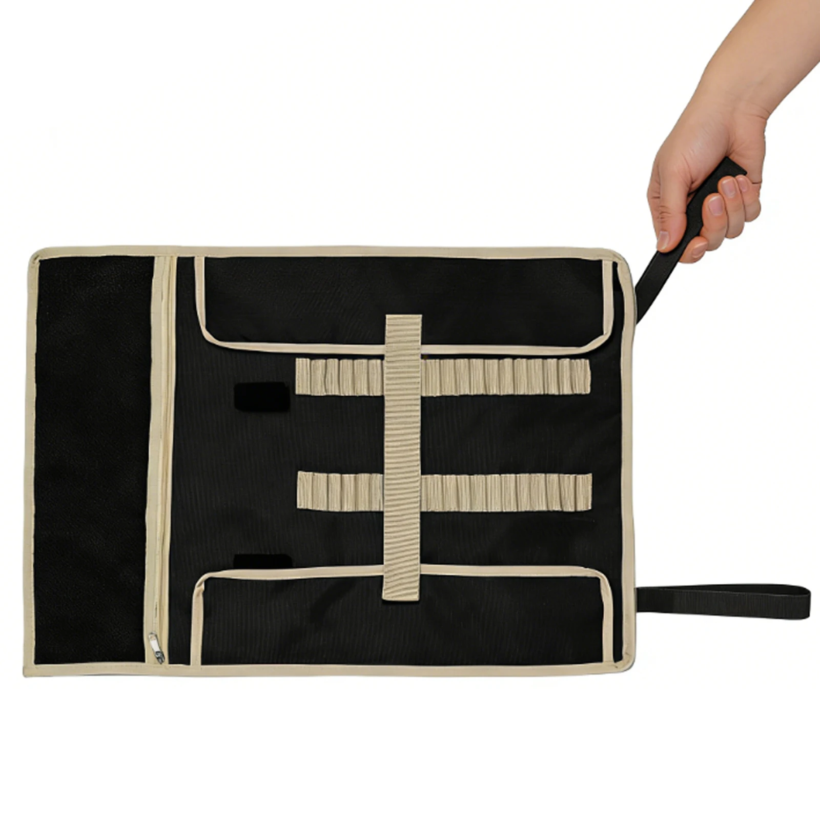 Tent Ground Nail Storage Bag Roll-up Design with Hook and Loop Fastener Camping Tools Storage Pouch for Solo Outings Backpacking