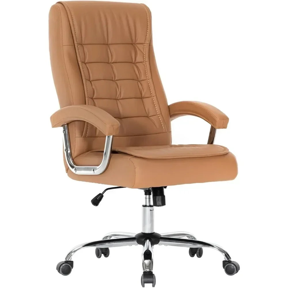 

Office Chair Adjustable Leather Chair High Back Swivel Office Desk Chair with Padded Armrest 350lbs Load-Bearing Spring