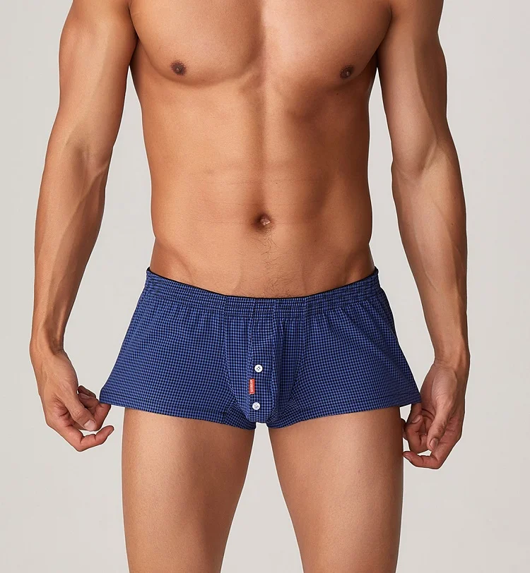 

Мужское нижнее белье, брюки Aro, домашняя одежда для сна, эластичные повседневные шорты из тонкого ледяного шелка с низкой талией, брюки с четырьмя углами, открытие на пуговицах