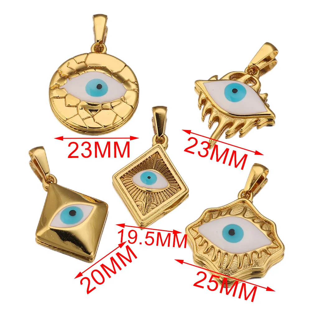 2PCS Stainless Steel Boho Charm Enamel White Blue Evil Eye Charms for Earring Bracelet Jewelry Making DIY Accessories Wholesale