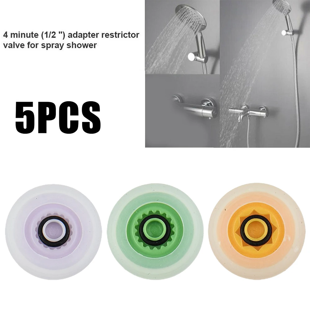 5pcs Shower Flow Reducer Limiter Set 4/6/7L Bathroom Spray Water Saving Shower Head Flow Control Valve Faucet Replacement Parts