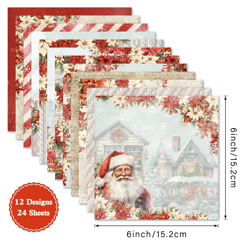 24 Sheets Decorative Paper for Scrapbooking