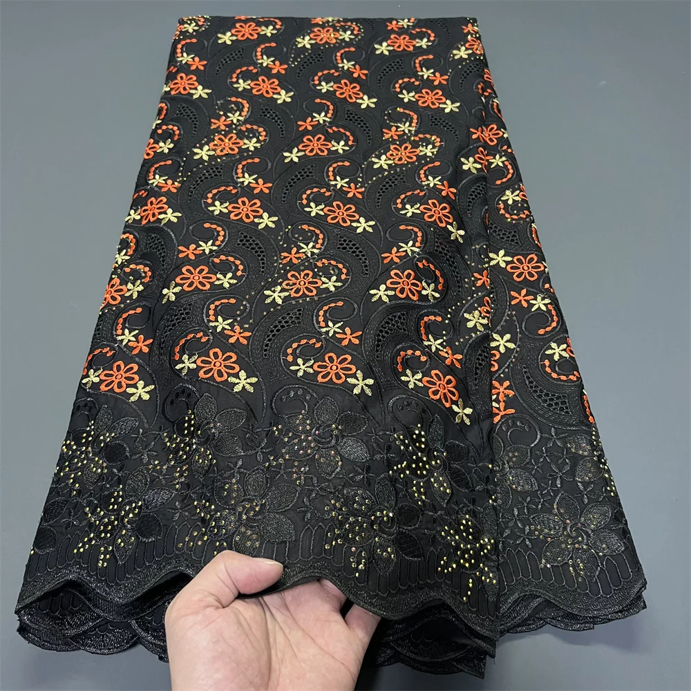 

2025 африканский нигерийский тюль, кружевная ткань для шитья платья, высокое качество, дамасский хлопок, польский роскошный свадебный костюм, 5 ярдов, Hz1382
