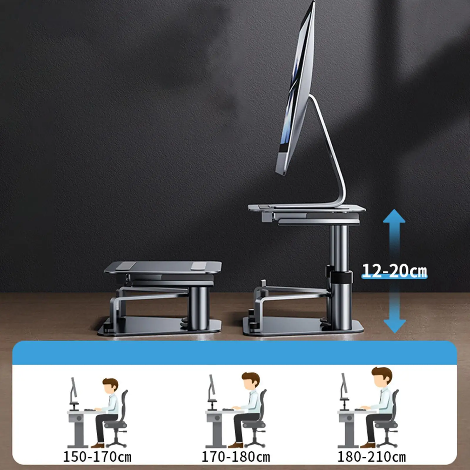 Ergonomic Computer Stand Notebook Laptop Riser Support AntiSlip Metal Bracket Mount for Bed Height Adjustable Office Home Desk
