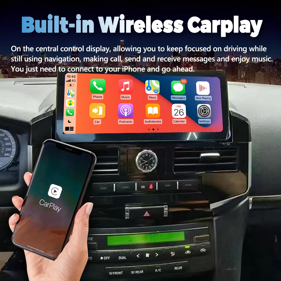 Android 15 For Toyota Land Cruiser 200 2008-2020 LC200 LC300 VX-R Stereo Car Multimedia Player Carplay Navigation GPS Head Unit