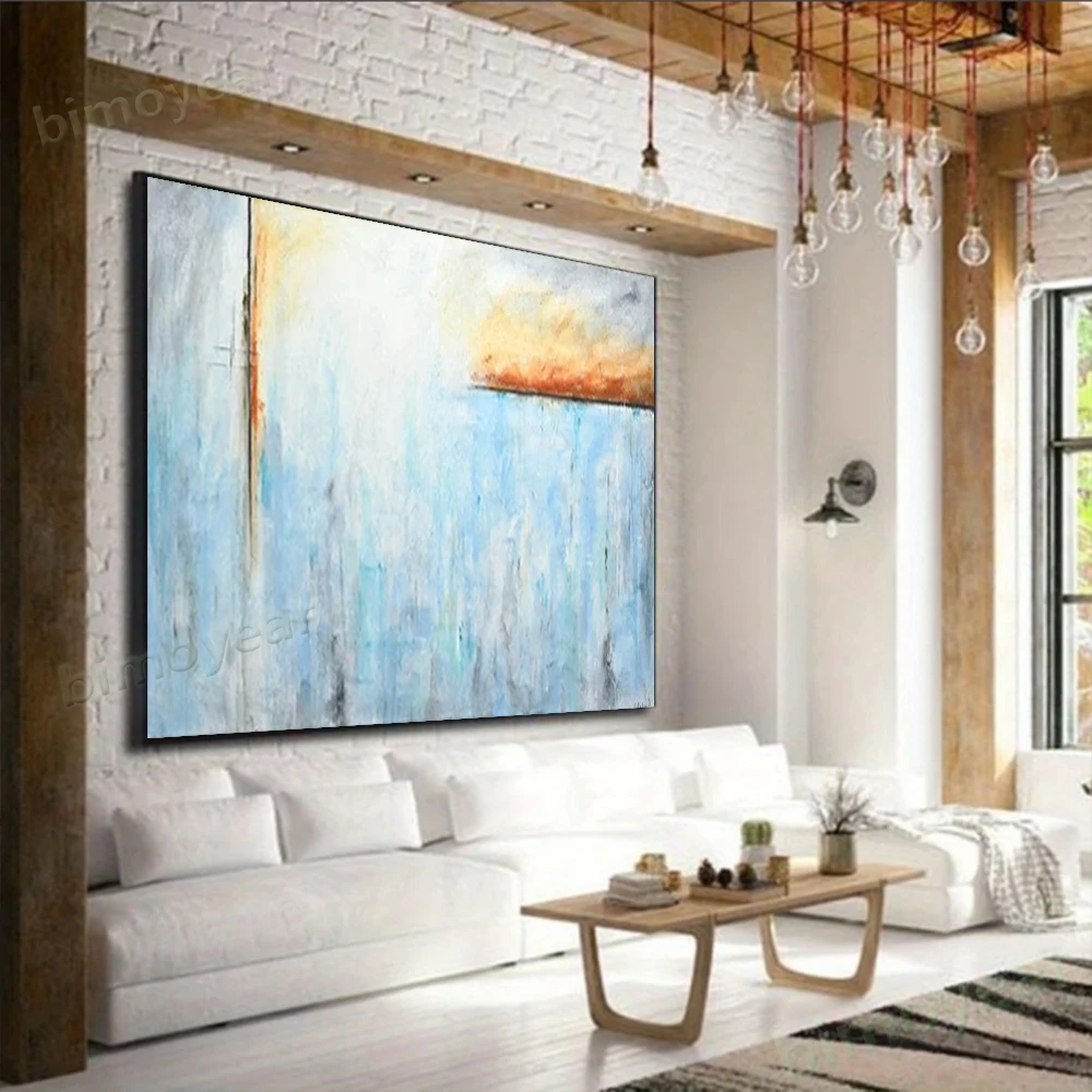 

100% Hand Painted Abstract Oil Painting Ice blue pattern Wall Art Picture On Canvas Large Mural For Living Room Home Decor Paint