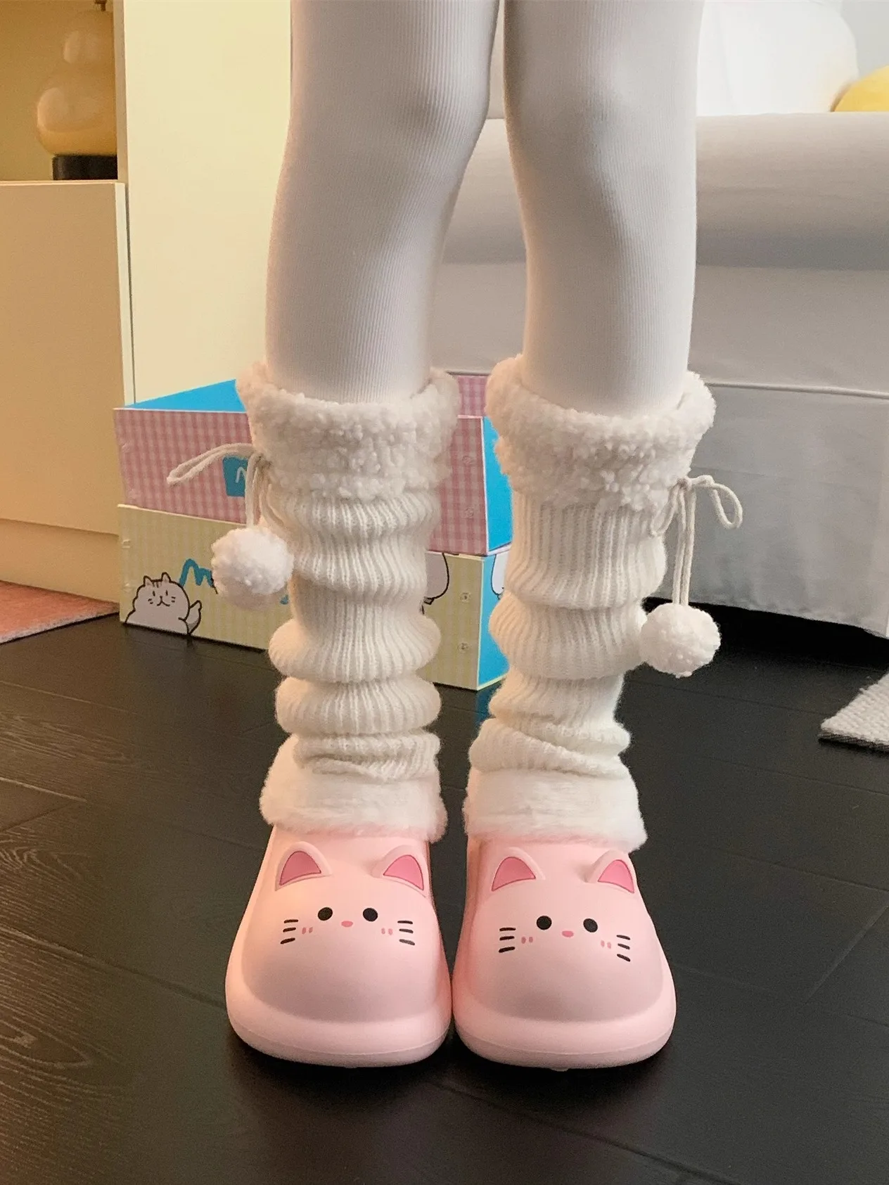 

Cute Paw Cotton Slippers Women's Home oes Winter Warm Anti-Slip Indoor Outdoor Wearable EVA Material Comfortable