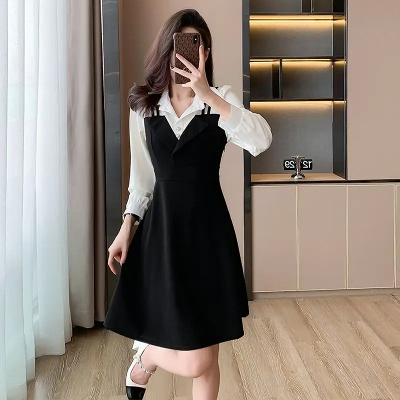 Femme robe à manches longues chemise Harajuku plage haute qualité luxe chaud esthétique une ligne épaisse Y2k t-shirts robes pour femmes en mousseline de soie