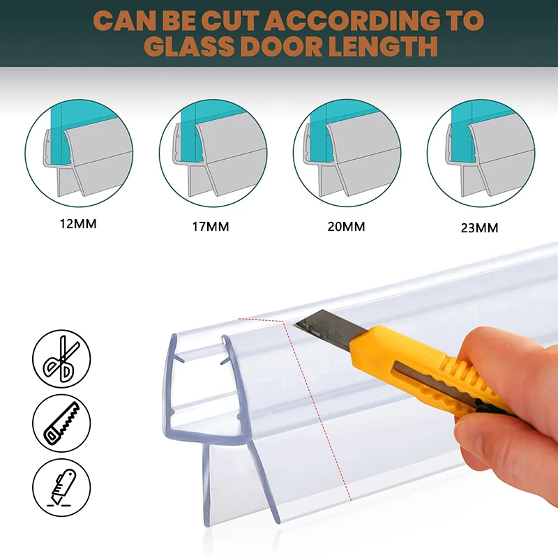 Uszczelka dolna drzwi prysznicowych 4-6mm szczeliny 50cm * 2 szt. Szkło ekranowe bezramowa taśma uszczelniająca drzwi do łazienki Sweep Home Improvement