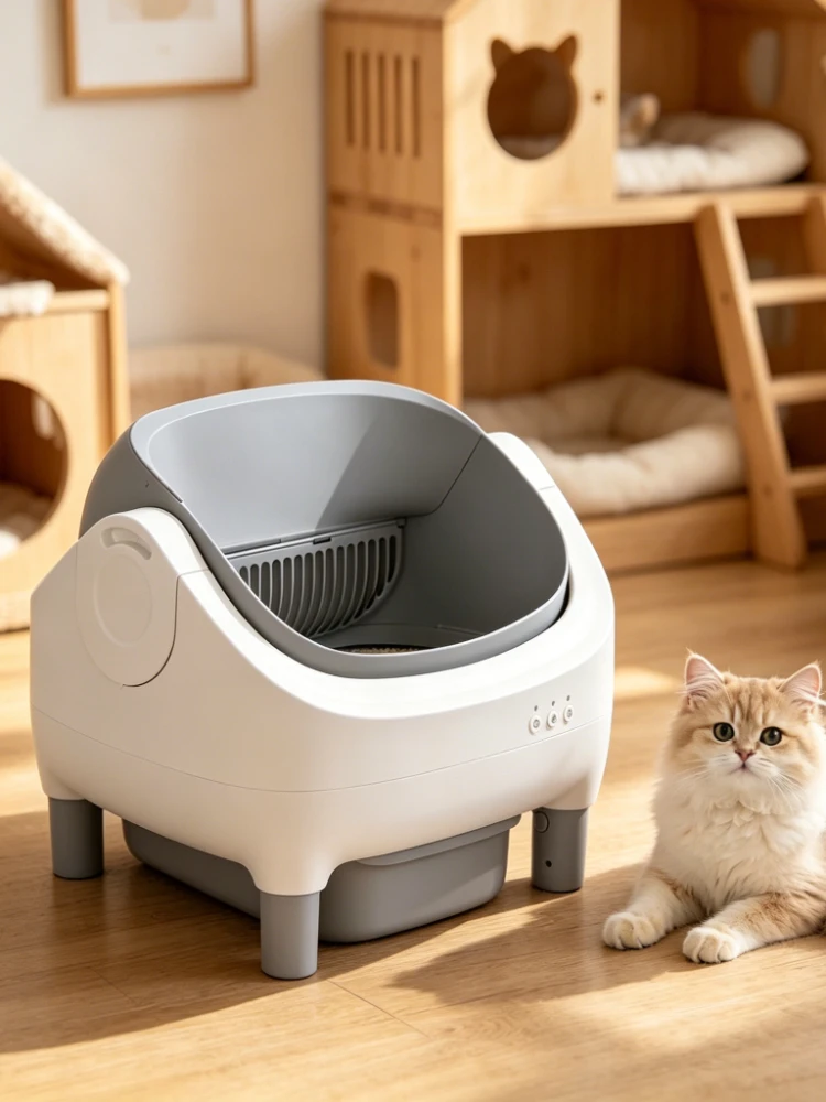 Offene automatische Katzentoilette, intelligente Katzentoilette, automatische Reinigung, intelligenter Sensor, WLAN-Konnektivität