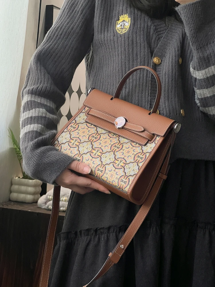 

Новая роскошная сумка в китайском стиле: женская сумка через плечо из мягкой кожи с геометрическим узором