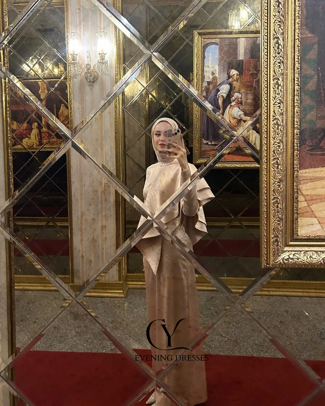 Suknie wieczorowe muzułmańskie CUYUN z satyny, z wysokim dekoltem, drapowane, proste, na specjalne okazje, szyte na miarę, z długimi rękawami, suknie na studniówkę.