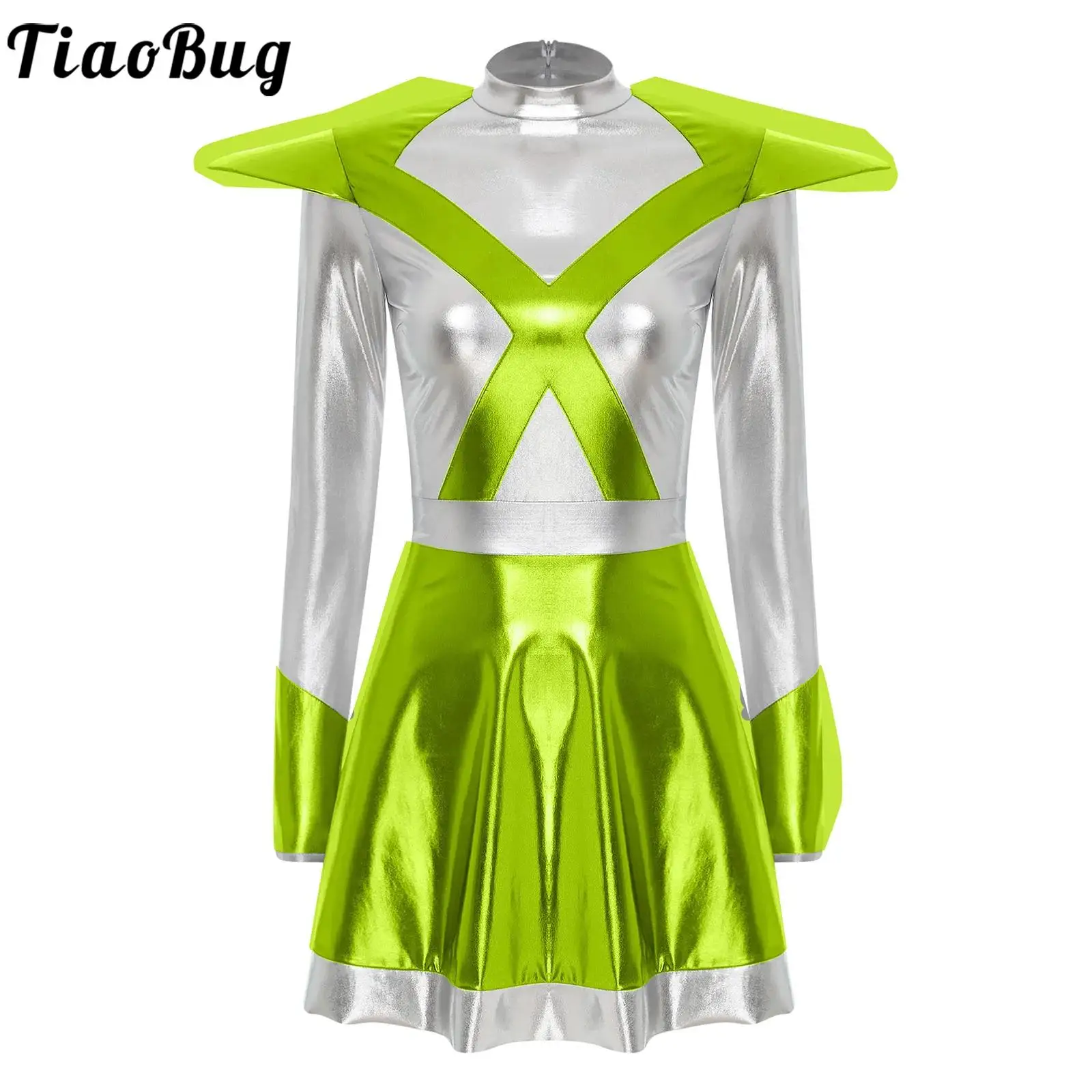 

Women Fancy A-line Dress for Alien Astronaut Space Warrior Cosplay Uniforms Halloween Carnival Party Astronaut Role Play Dress